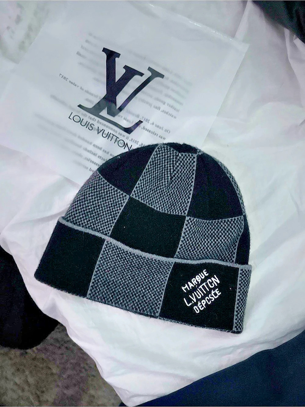 Louis Vuitton Damier Heritage Beanie Black